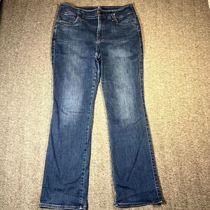 NYDJ Jeans Womens 12 Blue Marilyn Straight Lift Tuck Stretch Preppy 35x31